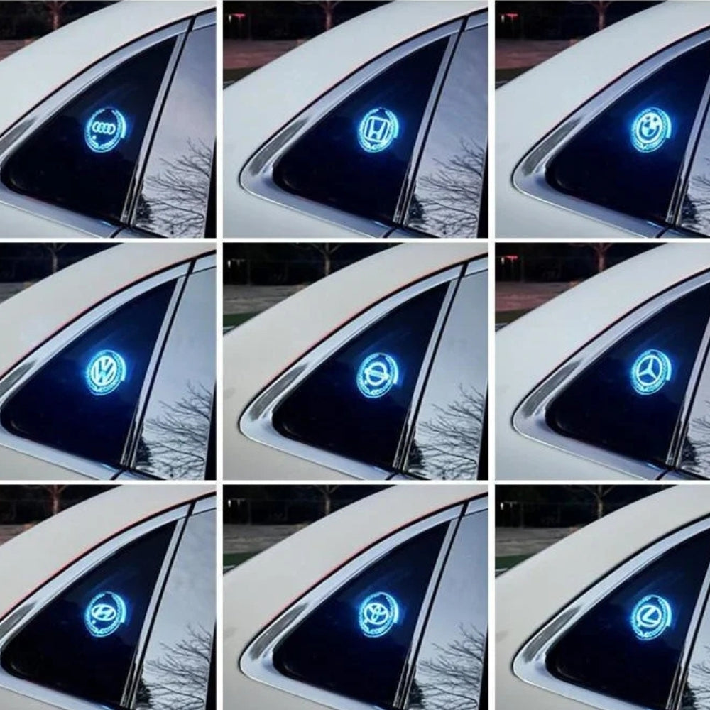 Oppladbar LED-logo for bil - neonlyseffekt
